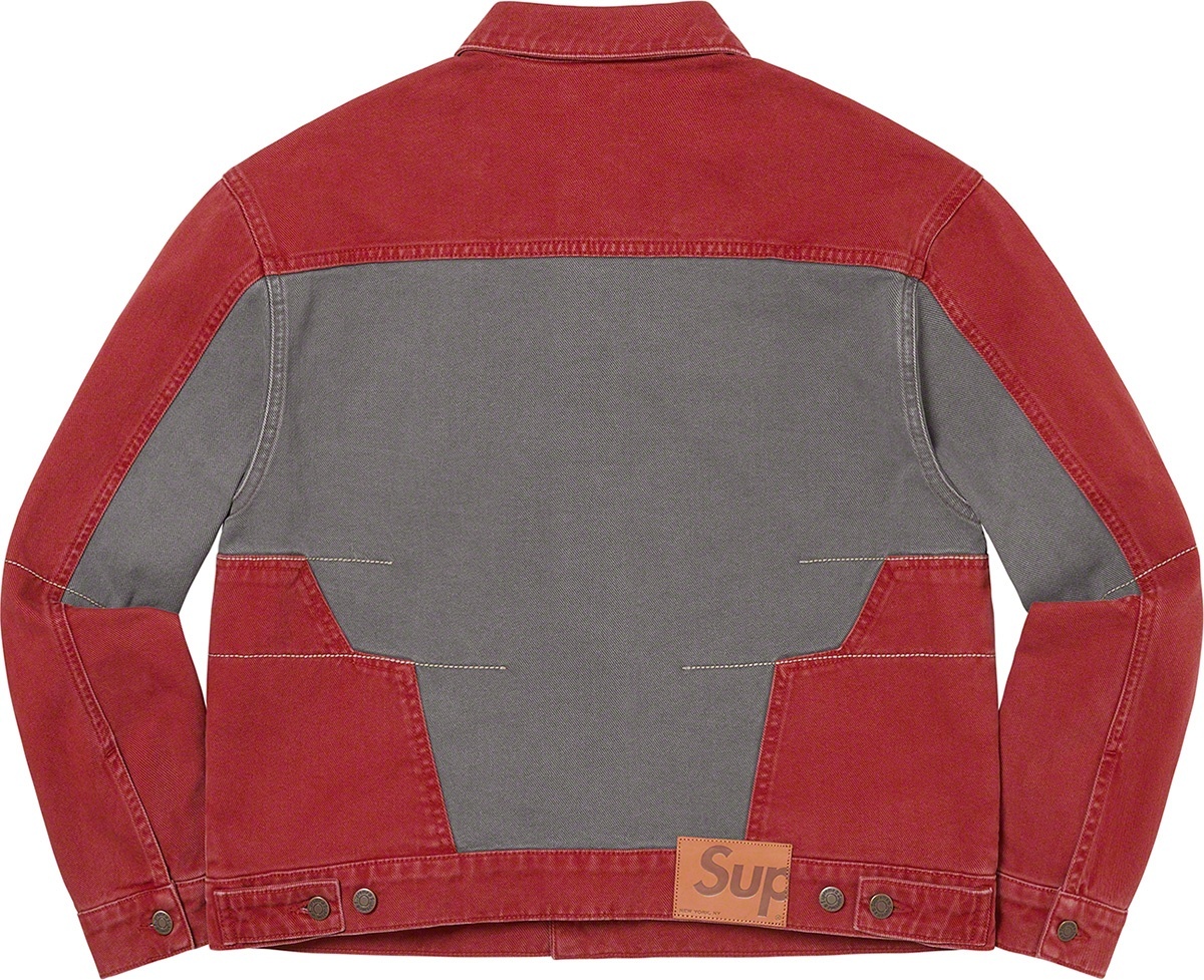 2-Tone Paneled Denim Jacket view 14